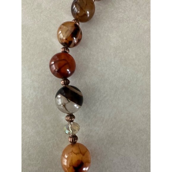 Artisan carnelian quartz banded agate chalcedony beaded necklace - Picture 3 of 8